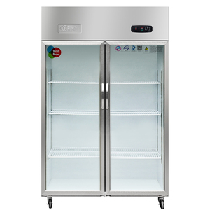 欧驰宝铜管立式玻璃大二门不锈钢厨房冷柜蔬菜冷藏冰柜商用展示柜