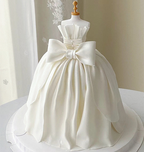 婚纱礼服北京生日蛋糕女神结婚半翻糖定制水果夹层低糖 同城配送