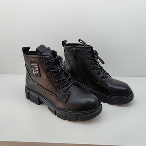 2021年南王新款马丁靴女英伦风平底女鞋秋冬加绒靴子真皮鞋小短靴