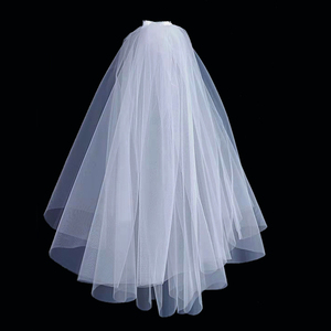 头纱新娘主婚纱卷边珍珠蓬蓬头饰超仙森系盖头中长齐地张馨予同款