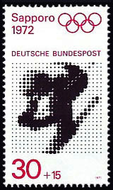 德国邮票1972年第20届慕尼黑奥运会主办国札幌冬奥会速降滑雪无胶