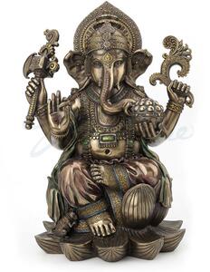 代购印度教象头神甘尼萨端坐莲花雕像摆件雕塑客厅家居饰品桌面