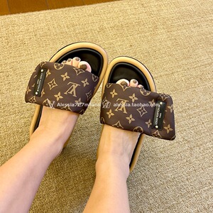 alessia米兰·lv路易威登 2022年女士新款mule老花尼龙布一字拖鞋