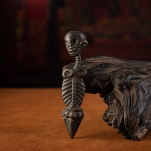 藏传密宗精致老道尸陀林金刚镢法器随身老天铜托甲法器把件收藏品