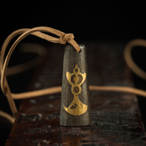 藏传密宗老法器明代藏传天铁托甲剪金十相自在老藏印法印吊坠项链
