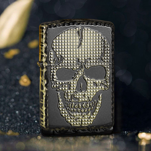 zippo煤油打火机 限量版3d立体骷髅雕刻创意炫酷冰面盔甲机正品