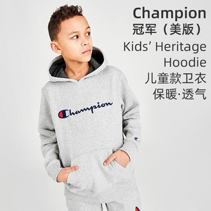 Champion冠军Heritage刺绣草写连帽户外套头保暖卫衣儿童款8383CB