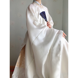 明缘轩立领斜襟长衫明制汉服女丛云纹暗花纱晚明风异色领春秋日常