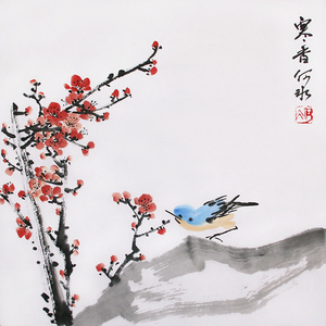 何冰原创水墨国画梅花小品书画家斗方字画心挂画手绘原稿真迹爆款