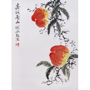 寿比南山书画送礼祝寿字画热卖国画寿桃手绘稿老人房挂画原稿真迹