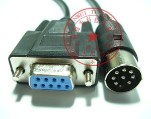 定制眼压计专用rs232c线 大圆口8针转9孔串口 适用:尼德克(nidek)