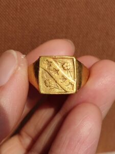 金叶"祥"黄金老戒指浙江杭州名楼古董古玩老金戒指