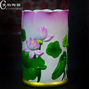 彩色陶瓷插花花瓶家居花插摆件德化白瓷花瓶工艺品佛具用品瓷器