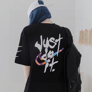 nike耐克涂鸦纯棉圆领套头t恤女夏季潮流宽松情侣款百搭运动短袖