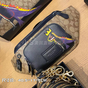 coach蔻驰basquiat恐龙涂鸦限量男款斜跨track胸包腰包