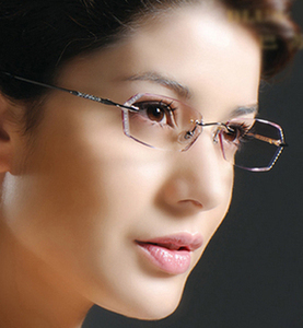 韩国钻石切边镶钻近视无框眼镜魅影幻影万金宝巴苏570兰旗同款女.