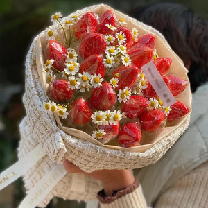 320人付款淘宝情人节草莓花束成品车厘子水果鲜花同城郑州市中原区
