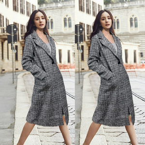 千鸟格大衣杨幂款