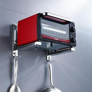 免打孔不锈钢微波炉架烤箱支架加厚可折叠壁挂托架家用厨房置物架