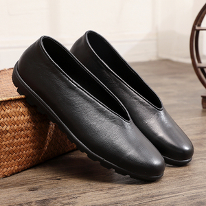 真皮透气圆口一脚蹬皮鞋夏老北京男士软底软皮复古中年爸爸老头鞋