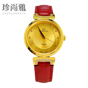 golden code/古昆金表女足金999纯金手表进口机芯24k黄金手表时尚