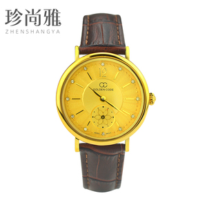 golden code/古昆金表足金999纯金表进口石英机芯24k黄金手表腕表