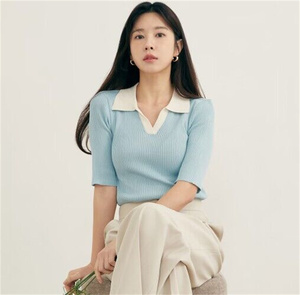 折扣韩国专柜代购ROEM23春常规薄款修身短袖女士针织衫RMKAD24R02