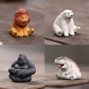宜兴紫砂茶宠狮子河马北极熊大象猩猩精品可养动物雕塑小摆件茶玩