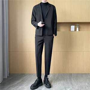西服套装男士韩版休闲百搭毛衣西装西裤潮流帅气商务纯色外套上衣