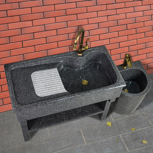 一体花岗岩石头洗衣池阳台大理石洗衣槽带搓板洗衣台户外整石水槽