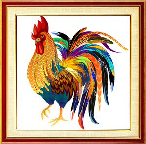 简约喜庆五彩大公鸡diy方钻满钻钻石画全贴钻十字绣a136007180548
