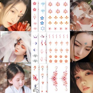 花钿眉心贴泪痣额头美人痣朱砂痣红点古风汉服珍珠幼儿园金色成人