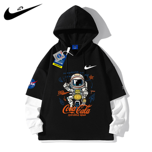 耐克顿潮联名nasa宇航员秋季新款男印花连帽卫衣潮流百搭外套上衣