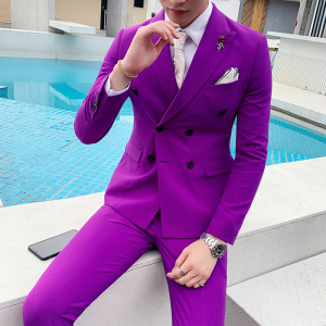 韩版修身小西装男西服外套 新增紫色 暗粉色 a445-xz10-p140