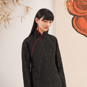  生姜原创女装>民国风旗袍式短外套茶服斜襟小立领短衫11010101