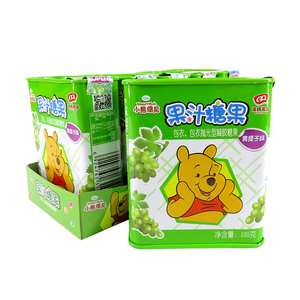滨崎果汁糖果铁盒迪士尼软糖qq糖105g 6瓶草莓青提味儿童糖果零食