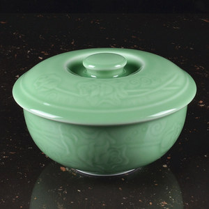 青瓷中式陶瓷带盖汤碗面碗汤煲单个大号装菜碗 7英寸玫瑰品锅包邮