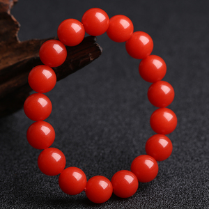 一元拍卖 保真天然保山南红手串 樱桃红原石玛瑙手链男女款