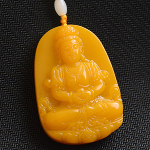 即将结束一元拍卖 天然云南黄龙玉观音玉吊坠 男女款玉石挂件项链