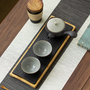 日式和风单人创意简约茶壶侧把壶黑陶功夫茶具套装陶瓷轻奢礼盒装