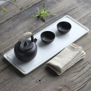 日式功夫茶具套装 简约家用一壶二杯提梁壶干泡台白瓷茶台小号