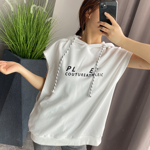 无袖卫衣套头印花女