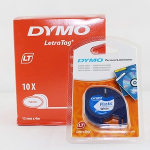 DYMO/达美letraTAG 91200 91201纸质/胶质白底黑字网线标签带色带