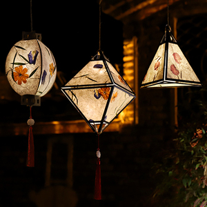 元宵节古风花草纸灯笼diy手工制作材料包 汉服手提花灯宫灯儿童