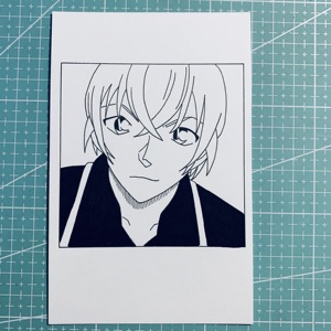 止爻小铺马克笔手绘名侦探柯南安室透可定制明信片生日贺卡