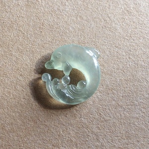 翡翠海豚环天然玉石小吊坠玉环珠宝玉小坠设计玉佩挂坠古风配饰