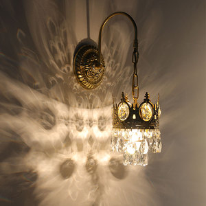 法式古典水晶壁灯美式乡村轻奢卧室客厅过道楼梯床头水晶壁灯具