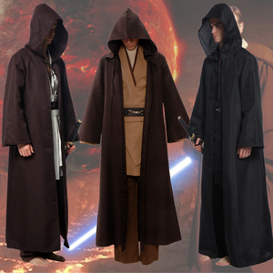 星球大战 绝地武士cos安纳金欧比旺 棕黑色披风斗篷cosplay服装男