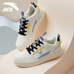 安踏板鞋女鞋春秋官网旗舰小白鞋皮面休闲空军一号女学生aj运动鞋