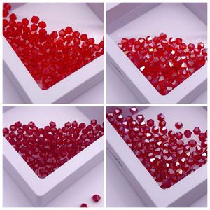 3mm/4mm红色玻璃菱形珠子切面水晶珠手工DIY串珠散珠配件珠